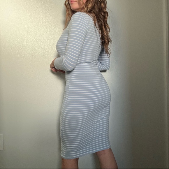 Mine Light Blue Striped Midi Dress - Picture 6 of 6